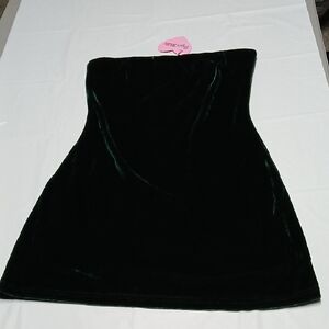 Dolls Kill Sugar Thrillz Green Shiny Velour Strapless Bodycon Mini Dress Size S